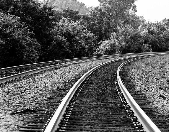 Railway Tracks Black and White